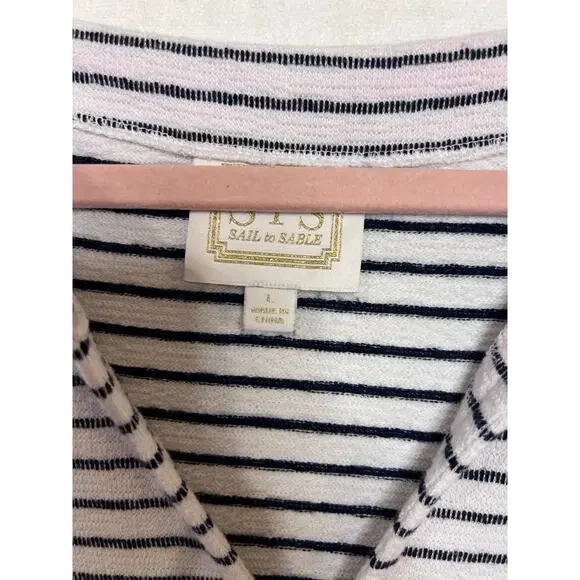 Sail to Sable Dress Size Large White with Blue Stripes Pink Tassels - Picture 4 of 5